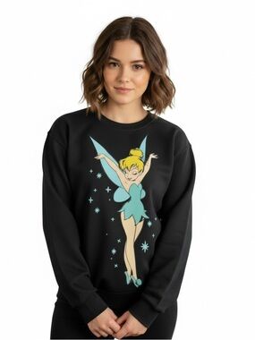 DISNEY Tinker Bell Black Graphic Soft Pullover Sweatshirt Women's Size Medium
